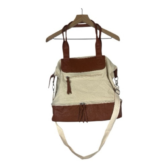Graf Lantz Handbags - Graf Lantz Weekender Bag Tote Bag Cream & Brown